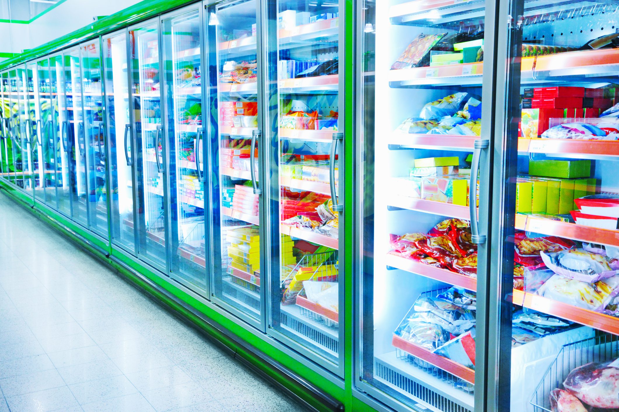 A large freezer filled with lots of food.